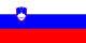 Flag with blue and red horizontal stripes and a white emblem in the center